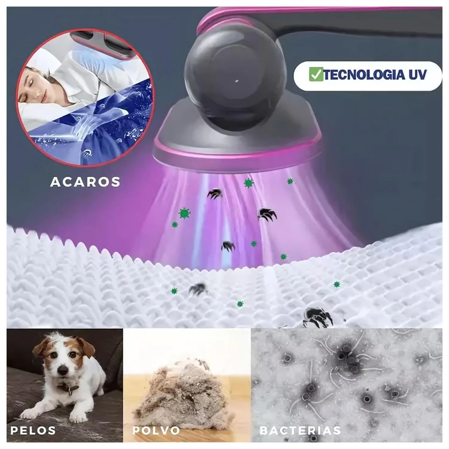 ASPIRADORA ANTI ÁCAROS INALÁMBRICA CON LUZ UV: imagen 4